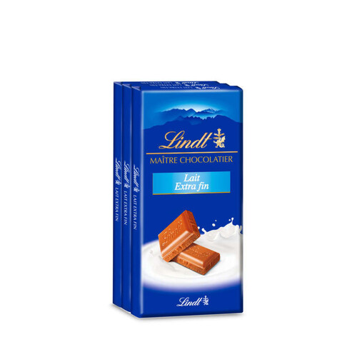 Lindt Tablette de chocolat Lait Extra Fin 3x100g