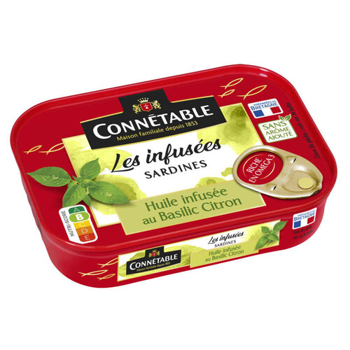 Connétable Sardines à l'huile infusée au Basilic Citron 115g