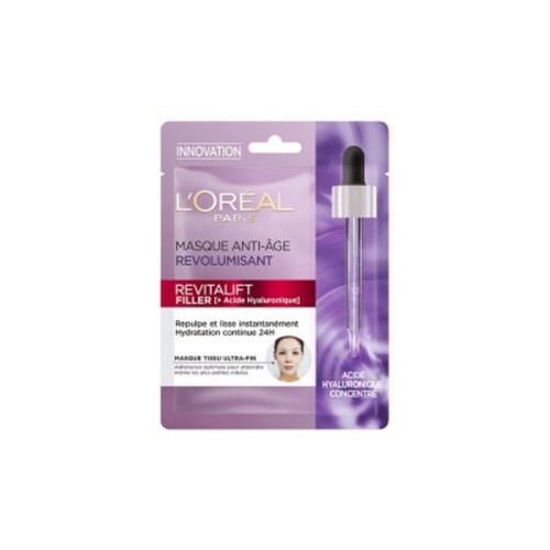 L'Oréal Paris Revitalift Filler Masque Tissu Anti-Age Revolumisant Acide Hyaluronoique 30ml