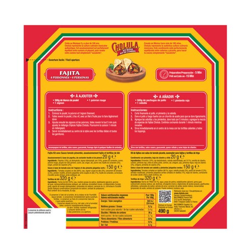 Cholula Kit Repas Pour Fajitas 490g