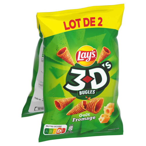 Lay's - 3D's - Biscuits apéritif saveur fromage - Le lot de 2x85g