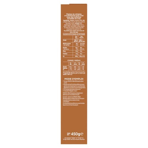 Quaker Cruesli Céréales Miel et Noisette 450g