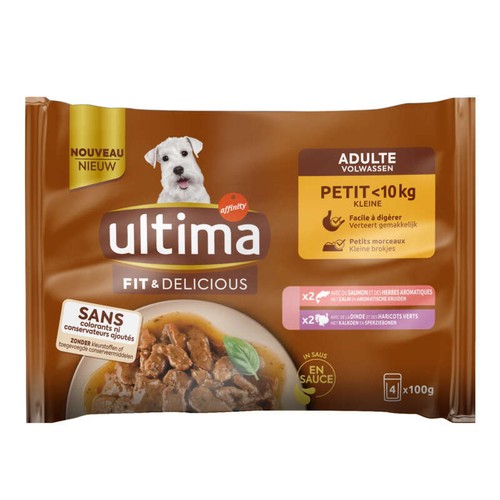 Ultima Terrine Saumon & Dinde pour Petit Chien 4x100g