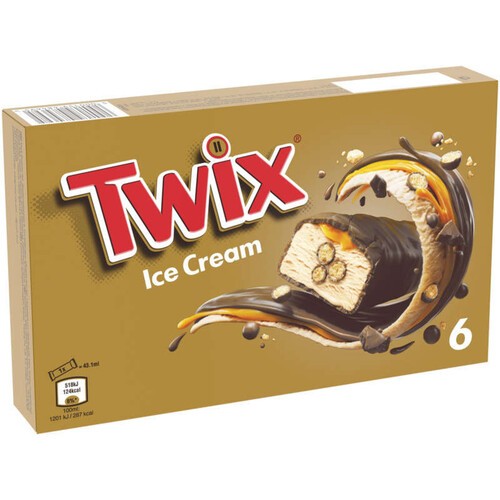 Twix Barres glacées au chocolat au lait fourrées au caramel x6 205,2g