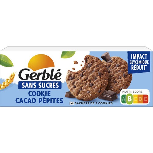Gerblé Cookie  Cacao Pépites Sans Sucres Ajoutés  130g