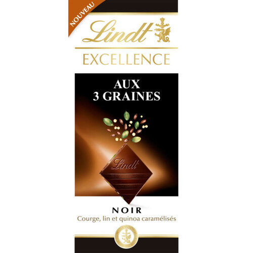 Lindt Excellence Tablette Chocolat Noir Aux 3 Graines 100g