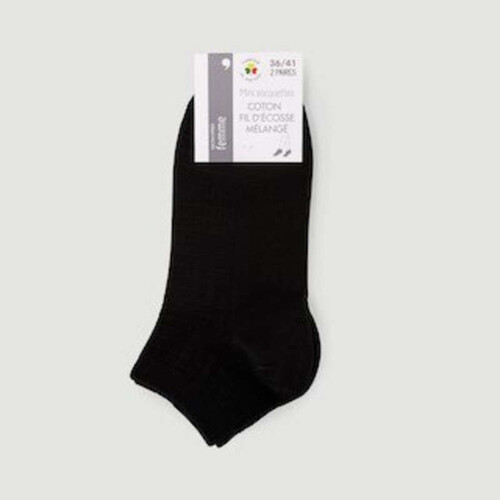 Monoprix Femme Mini-Socquettes Noires Taille Unique x2