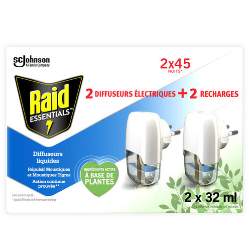 Raid Essential Electrique Liquide Repulsif Moustiques 45 Nuits 2 X 32Ml
