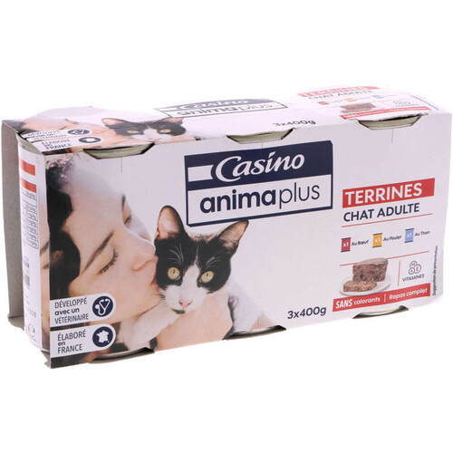 Casino Plus Terrines Bœuf Poulet & Thon Pour Chat Adulte 3X400G