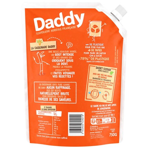 Daddy Cassonade Pure Canne La Poche Kraft 750g