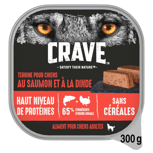 Crave Terrine Saumon & Dinde pour Chiens adultes sans Céréales 300g