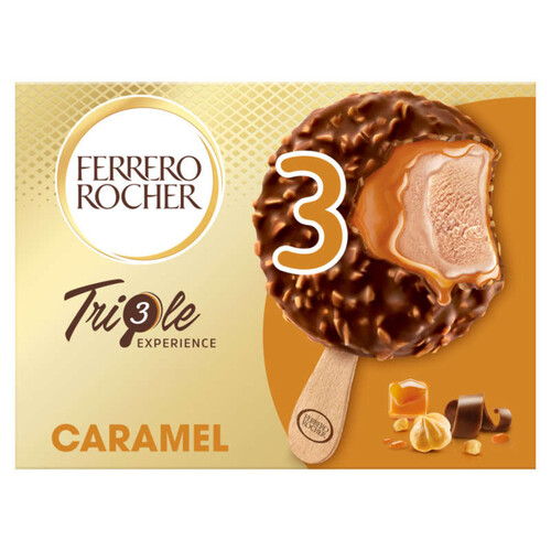 Ferrero Rocher glace bâtonnet lait noisette caramel x3 - 138g