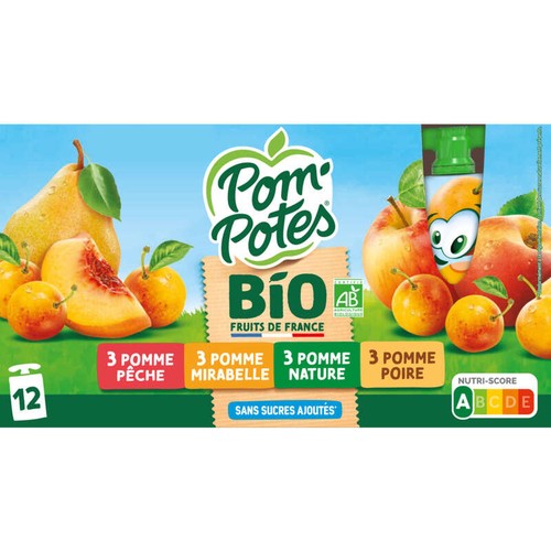Pom'potes Compote gourdes Bio multivariétés 12x90g