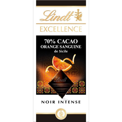 Lindt Excellence Chocolat Noir 70% Orange Sanguine de Sicile 100g
