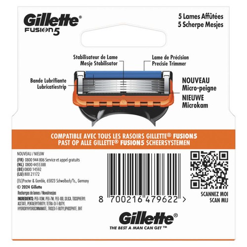 Gillette Fusion 5 Recharges Lames x4
