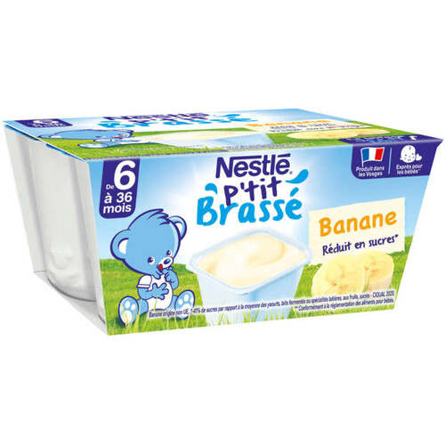 NESTLÉ Ptit Brassé Banane 4 x 100g dès 6 mois