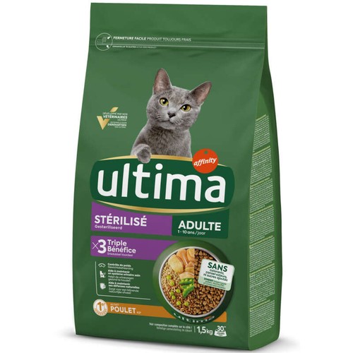 Ultima Croquettes Au Poulet & Orge Pour Chat Stérilisé Adulte 1,5Kg