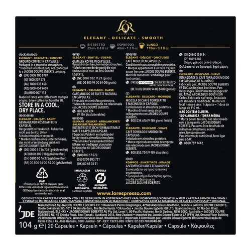 L’Or Espresso Lungo Mattinata intensité 5 Café en Capsules x 20-104g