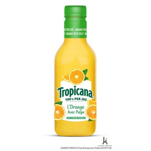 Tropicana Pur Jus Frais d'Orange Avec Pulpe la Bouteille de 90cl