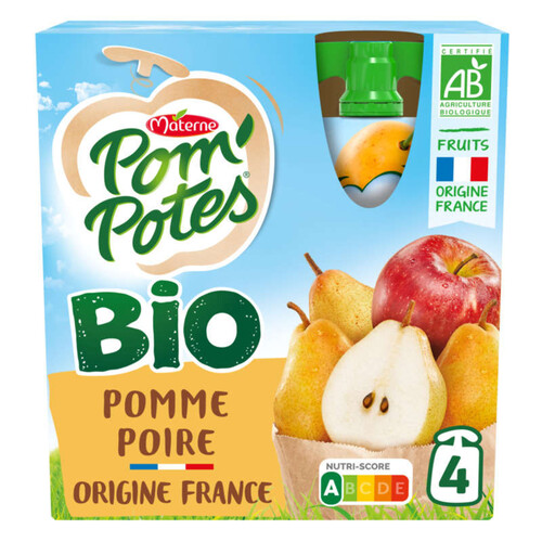 POM'POTES Compotes Gourdes Pomme Poire 4x90g - materne - 360 g