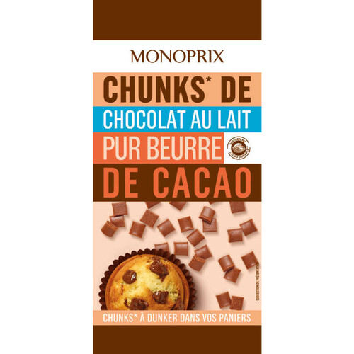 Monoprix chunk's de chocolat au lait pur buerre de cacao 100g