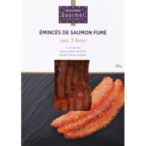 Monoprix Gourmet Emincés Saumon Fumé aux 5 Baies 100g