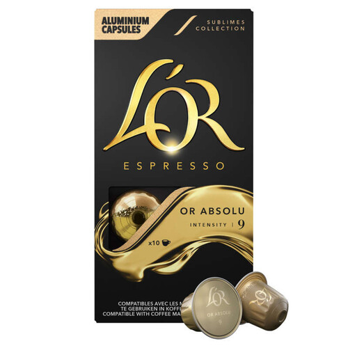 L'Or Espresso Café Or Absolu intensité 9 x10 capsules 52g