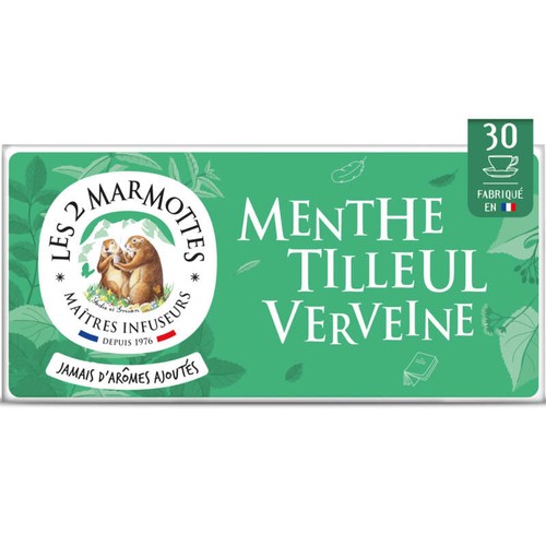 Les 2 Marmottes Infusion Menthe Tilleul Verveine x30