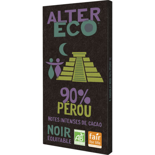 Chocolat noir bio 100% du Pérou issu du Commerce Equitable