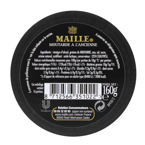 Maille Moutarde À L'Ancienne Verrine 160G