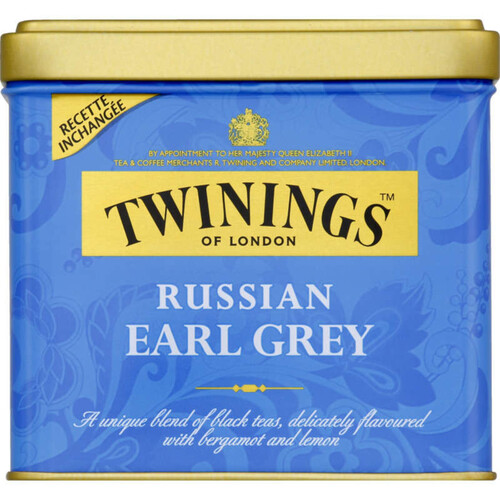 Twining Thé noir Russian Earl Grey aromatisé bergamote & citron 150g