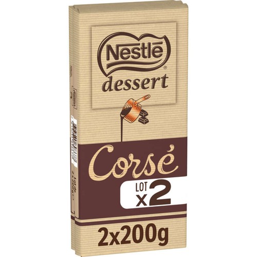 Nestlé Dessert Tablette Chocolat Noir Corsé 2x200g