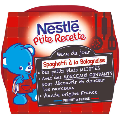 Nestlé P'tite Recette Spaghetti à la Bolognaise - 2 x 200g Dès 8 mois