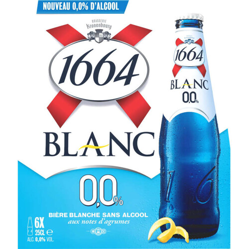 1664 Blanc Bière Blanche Sans Alcool 0 % 6X25Cl
