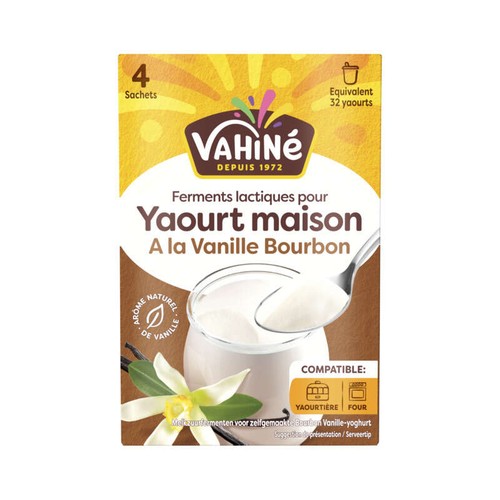 Vahiné Ferments pour Yaourt Vanille Poids net 20g 4 sachets de 5g