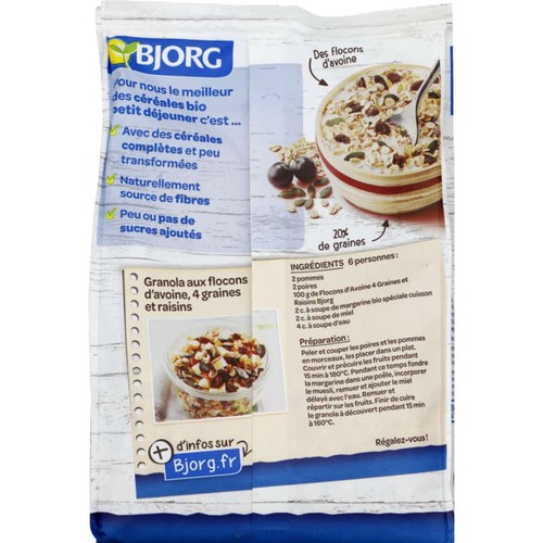 Bjorg Flocons D'Avoine, 4 Graines Et Raisins, Bio 375g