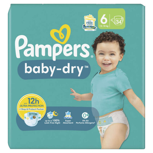 Pampers baby-dry couches géant taille 6 - 34 couches