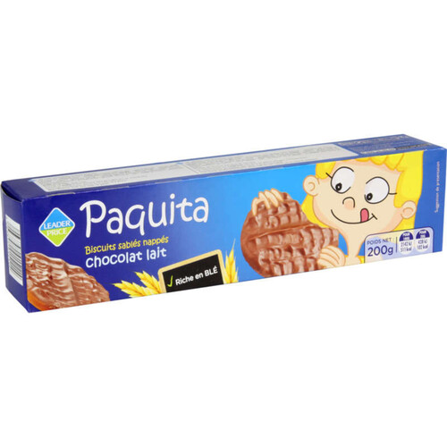 Leader price paquita biscuits sablés nappés chocolat au lait 200g