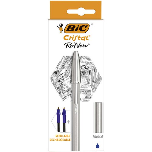 Bic Cristal +2 Recherche Bleu Pointe Moyenne 1Mm