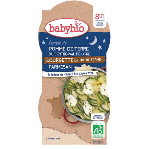 Babybio Bol Bonne Nuit Pomme de Terre Courgette Parmesan 2X200g