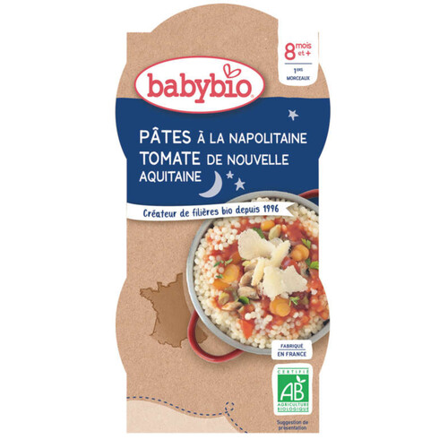 BabyBio Pâtes à la Napolitaine Tomate d'Aquitaine Dès 8M 400g