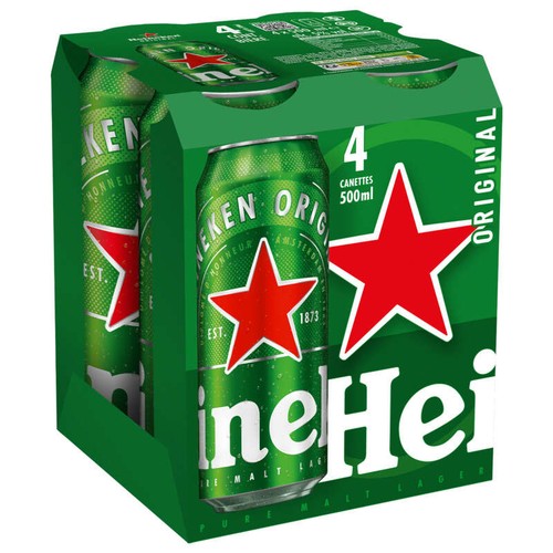 Heineken Bière blonde en canettes 4x50cl