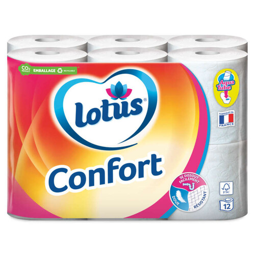 Lotus Papier Toilette Confort x12 (blanc ou rose)