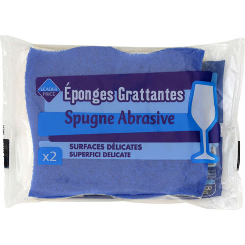 Leader Price Eponges Grattantes Surfaces Délicates x2