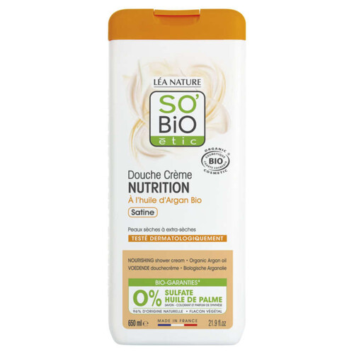 SO'BiO Étic Gel douche Crème Nutrition à l'huile d'argan bio 650ml