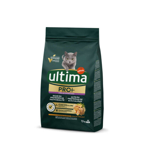 Ultima Croquettes Chat Stérilisé Pro+ Adulte Poulet - 1,1 kg