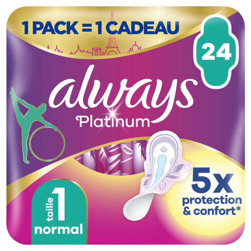 Always Platinium Serviettes Hygiéniques Avec Ailettes Douces x24