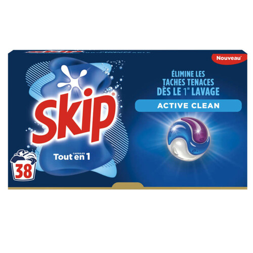 Skip Lessive Capsules 3-En-1 Active Clean x38