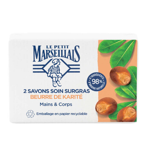 Le Petit Marseillais Savon soin surgras au beurre de karité 2 x 100g