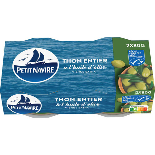 Petit Navire Thon Entier à Huile d'Olive MSC 2 x 80g